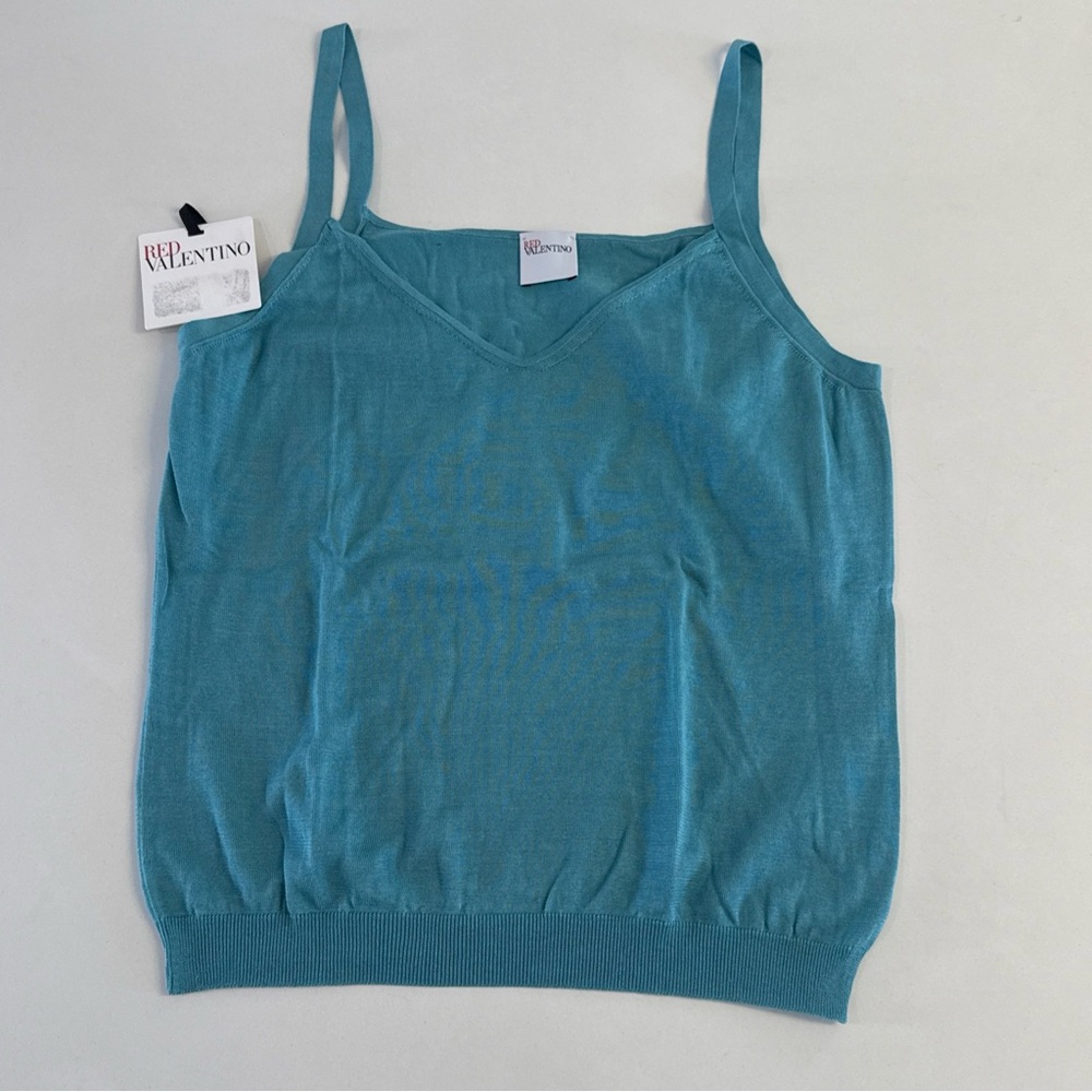 *NWT RED Valentino Blue Spaghetti Strap Knit Tank Top Size XL